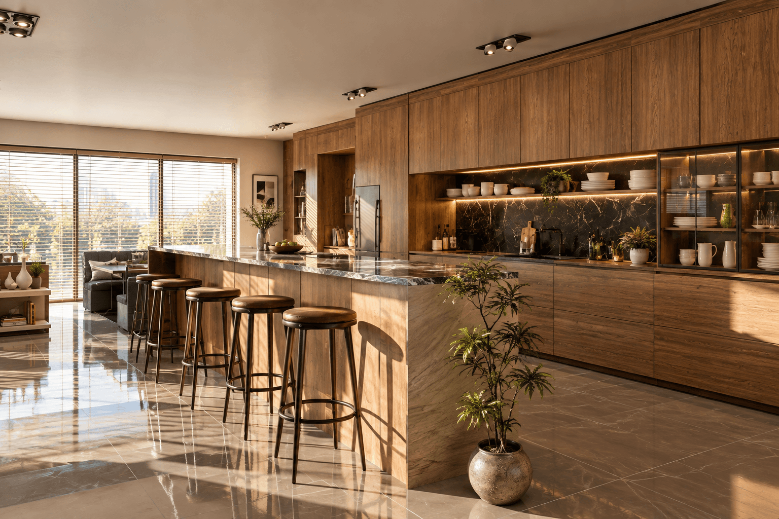 Sleek Kitchen with Island