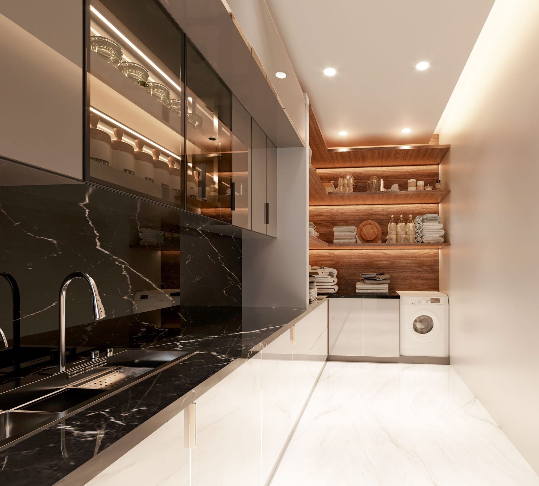 Pantry shelving, drawers and containers planned by SpazioLiv