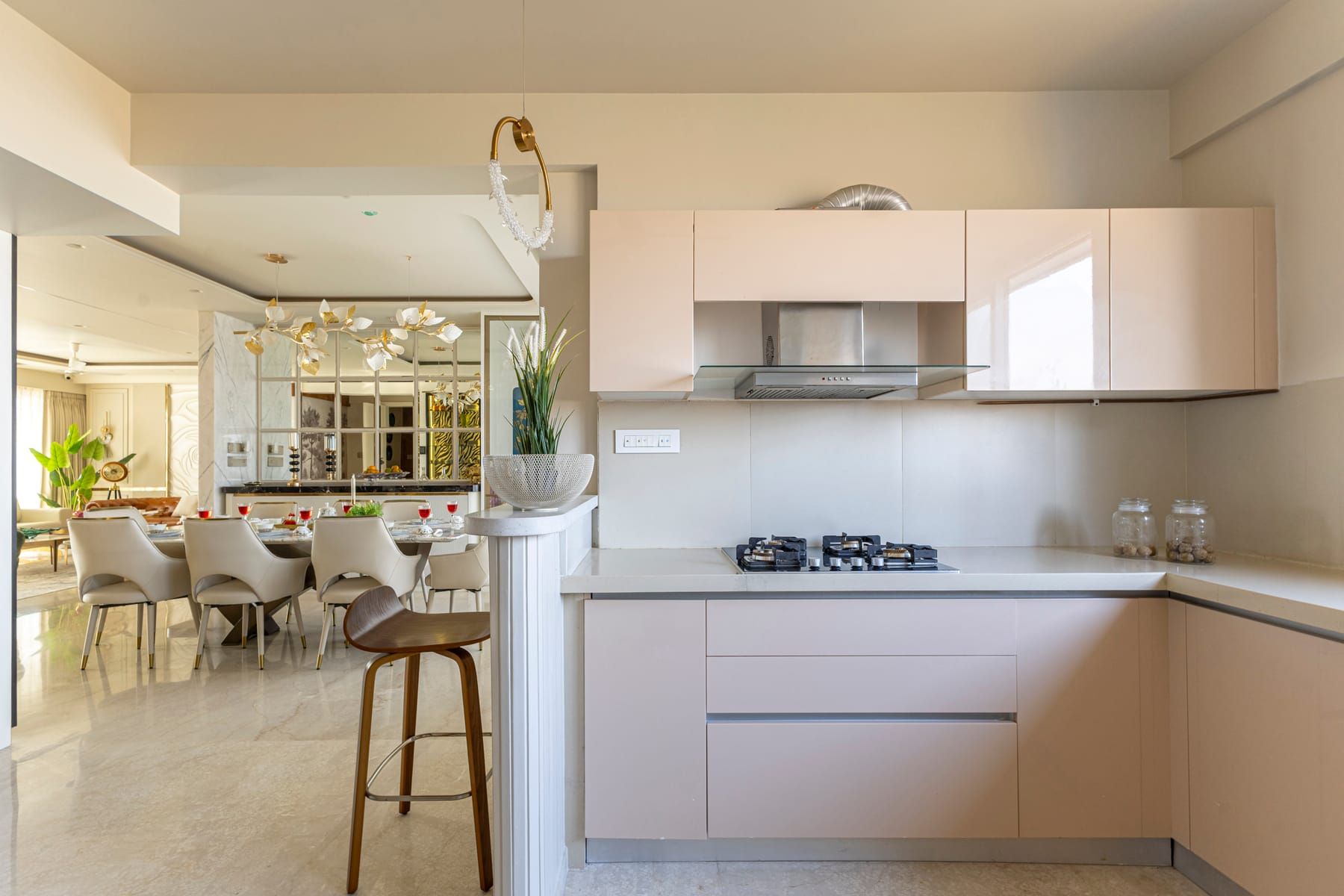 Elements included in a SpazioLiv 2 BHK flat interior