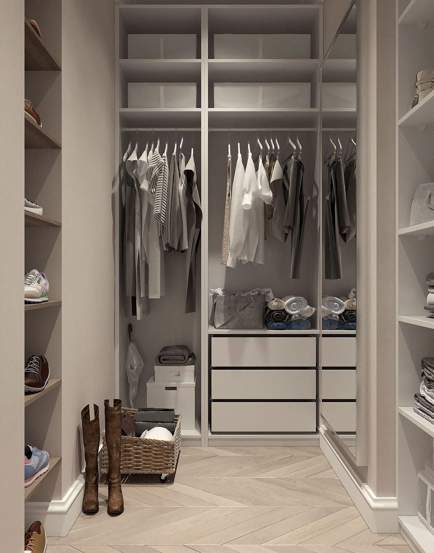 Single Entry Style Walk In Dressing Room Design