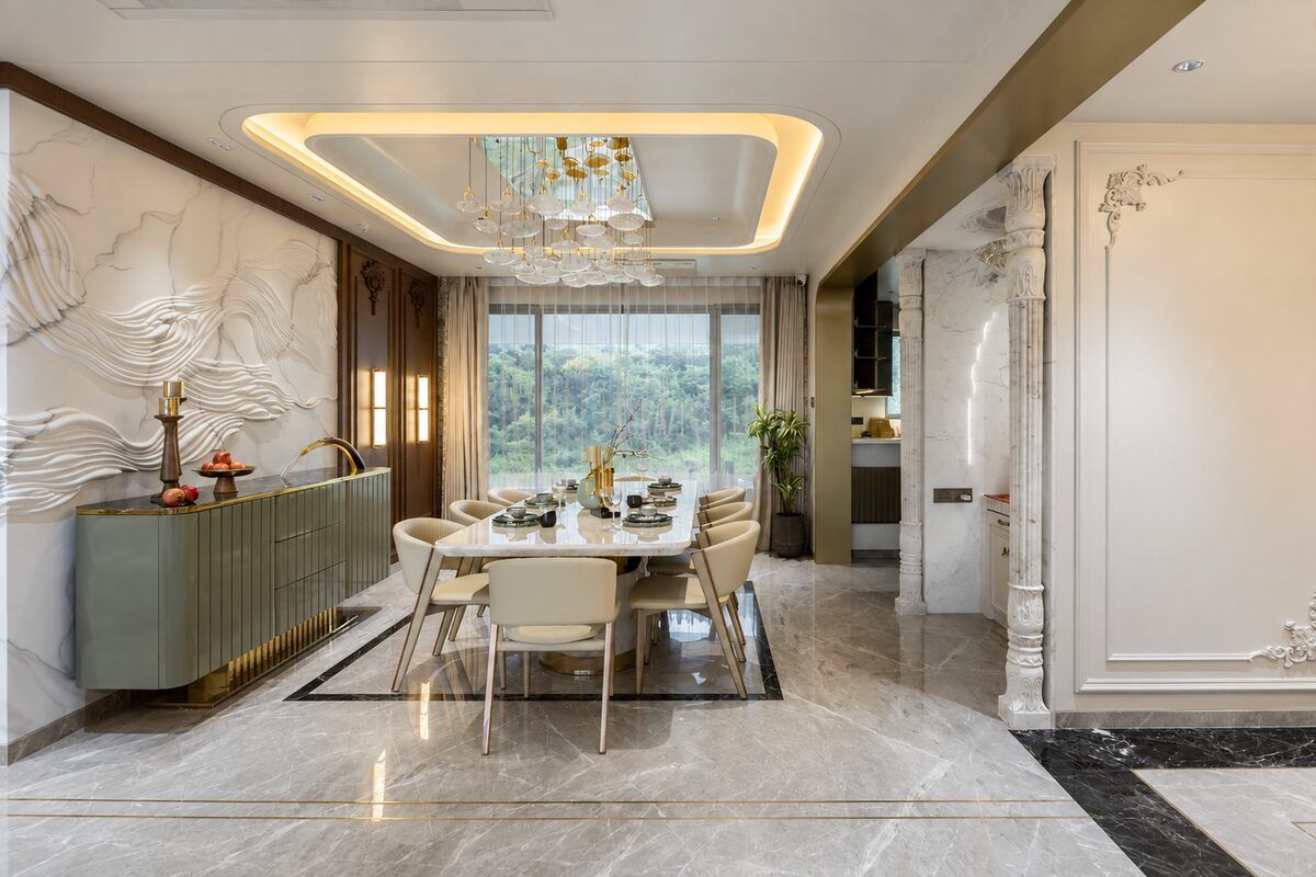 Luxury living room with statement ceiling by SpazioLiv
