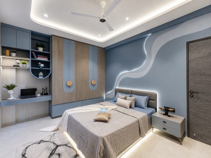 Cozy master bedroom with wardrobes